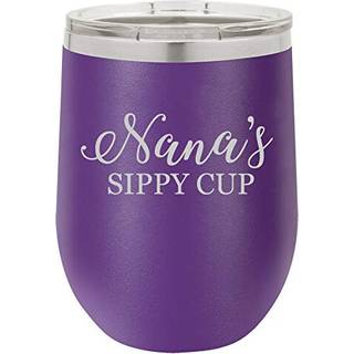 12 oz dobbelt væg vakuum isoleret rustfrit stål stamless vin tumbler glas kaffe rejse krus med låg nanas sippy cup sjov (lilla)