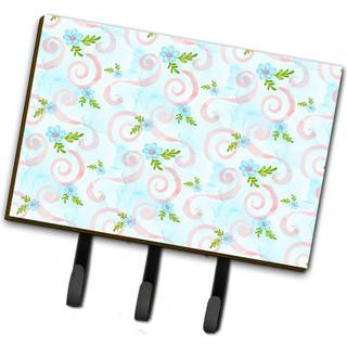 """" Caroline's Treasures Watercolor Blue Flowers og Swirls Wall Hook Triple Multicolor """"