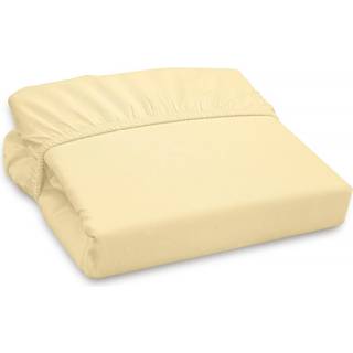 Royale sengetøj 300 trådtælling 100% lang hæftekæmpet bomuldsmonteret ark - Soft Deep Pocket Bottom Sheet - Gul monteret ark Dronningstørrelse -