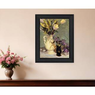 Tulipaner en lavendel sort indrammet print v?gkunst