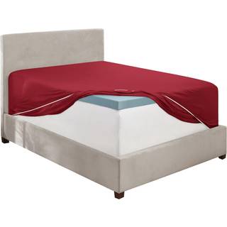 Hearth & Harbour Red Fitted Sheet Queen St?rrelse Ekstra dyblommer Dronning Fitted Sheet Kun 1800 mikrofiber monteret seng ark ultra bl?d montere