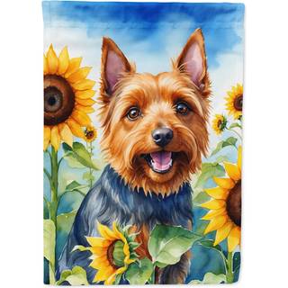 Caroline's Treasures DAC6015CHF Australian Terrier i Sunflowers House Flag Stor veranda ærme pole dekorativt uden for gårdsplad