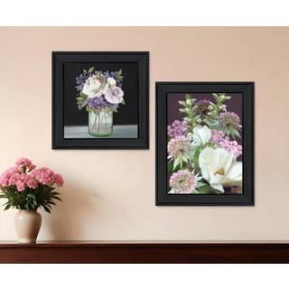 S?t med to syrin og vildt blomme buket sort indrammet printv?gskunst