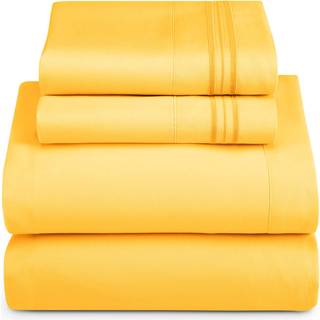 Hearth & Harbour Split King Size Sheets - 5 stykker Sengplade S?t Hotel Luksus Dobbelt b?rstede sengelinjer - Ekstra bl?de senget?jsark og pudebe