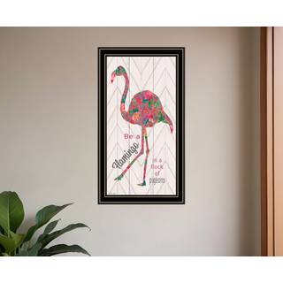 V?re en flamingo sort indrammet print v?gkunst