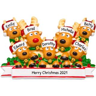 Personaliserede Family Christmas Ornamenter - Brugerdefinerede ornamenter Familie af 7 julepynt 2024 Tilpasset familie rensdyr julepyntfamilie p?
