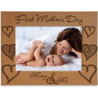 Kate Posh First Mother Day Photo Frame - Indgraveret naturlig tr? -billedramme - 1. mors dag gaver Nye mommy -gaver F?rste gang mor Mommy & Me -g