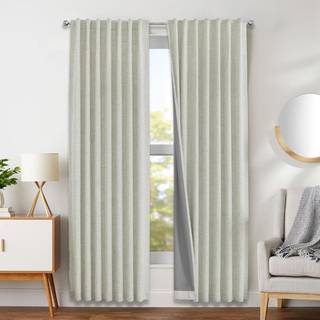 Joydeco 100% mørklægningsgardiner 120 tommer lange naturlige linnedrapes 2 paneler sæt burg til soveværelse stue sort ud mørkningsgardin termisk