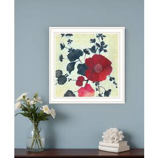 Japansk blomster hvid indrammet printv?gskunst