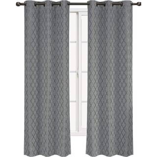 Royal Tradition Willow 84-tommer bred x 108-tommer lang Jacquard termisk isoleret s?t med 2 m?rkl?gningsgardiner Gr?