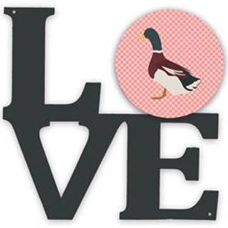 """" Caroline's Treasures Rouen Duck Pink Check Metal Artwork Love Wall-Decor multicolor """"