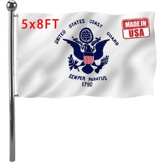 Jayus US Coast Guard Flag Militære flag 5x8 Udendørs lavet i USA - Dobbeltsidet Heavy Duty United States Coast Guard Flag Banner med 3 grommets
