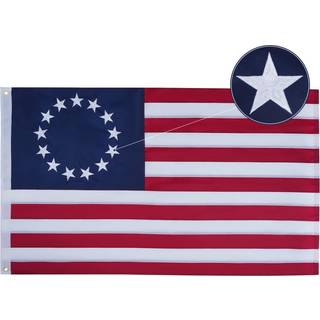 Bradford Betsy Ross Flag 3x5 ft Udend?rs fremstillet i USA Broderede 13 -stjernede amerikanske flag Tungt dobbeltsidet kolonialflag 13 Stjerner t