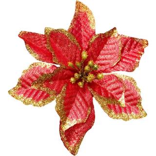 Juleglitter Poinsettia Christmas Tree Ornamenter Pack of 12 (Bourgogne)