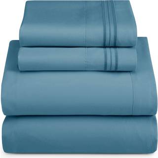 Hearth & Harbour Twin XL St?rrelse ark - 3 stykke sengeskilt S?t Hotel Luksus Dobbelt b?rstet senget?j - Ekstra bl?de senget?jsark og pudebetr?k