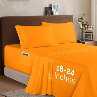 Elegant komfort Luksus 1500 Premium Hotel Quality Microfiber 4 -Piece Sheet Set - Soft All Around Elastic 18-24 inches Deep Fitted Sheet - Extra