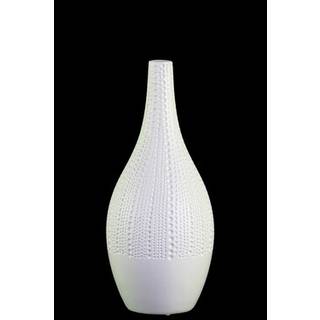 Urban Trends kollektion 21468 keramisk buket rund vase med lang hals hvid - medium