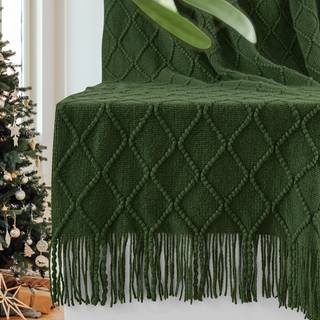 h?ndstrikkede t?pper til sofa og seng Bl?dt hyggeligt strikt?ppe med kvast M?rkegr?n letv?gts dekorative t?pper og plader Farmhouse Varmt v?vet t