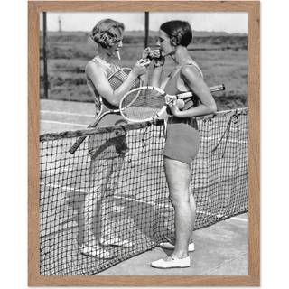 Plakat Master Vintage Photograph plakat - Retro Sport Print - Gave til kunstnerven - Piger, der ryger tennisbane Cigaretpausemode - V?gindretning