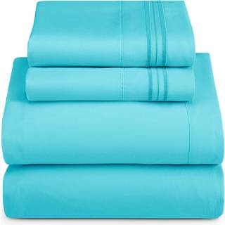 Hearth & Harbour Split King Size Sheets - 5 Stykke Sengplade S?t Hotel Luksus Dobbelt b?rstet lagner - Ekstra bl?de senget?jsark og pudebetr?k sp