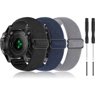 Bolesi 3 Pack kompatibel med Garmin Fenix ??? b?nd 22 mm Stretch Nylon Watch Band Justerbare sportsstropper til Garmin Fenix ??? Plus/Forerunne