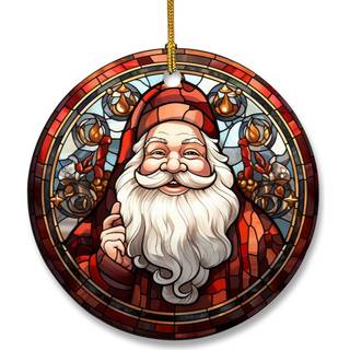 Jul keramisk ornament i farvede glas mønstre julemanden
