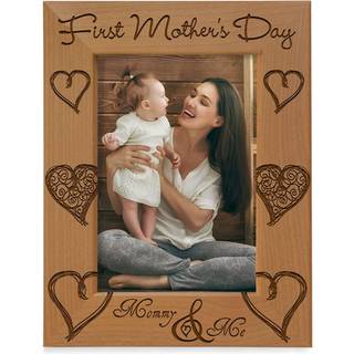 Kate Posh First Mother Day Photo Frame - Indgraveret naturlig træ -billedramme - 1. mors dag gaver nye mor gaver første gang mor mor & mig gaver