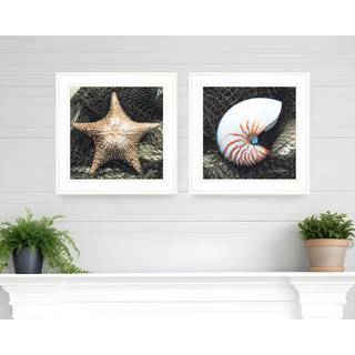 S?t med to havnet hvide indrammede printv?gskunst