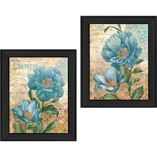 S?t med to Paris Floral Postcard Black Framed Print Wall Art