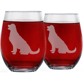 Golden Retriever stammel?se vinglas (s?t af 2) | Unik for hundeelskere | H?nd ?tset med racenavn p? bunden