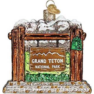 Old-World Christmas Glass blæst ornament med s-hook og gaveæske rejse samling (Grand Teton National Park 36269)