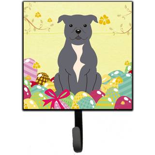 """" Caroline's Treasures Eggs Easter Staffordshire Bull Terrier Blue Wall Hook Small Multicolor """"