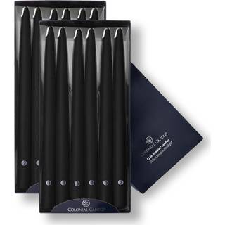Colonial Candle Unscented Taper Candle Handipt Collection Black 12 i pakke med 12 - op til 10 timers forbrænding