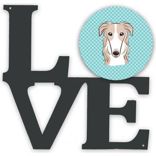 """" Caroline's Treasures Checkerboard Blue Borzoi Metal Artwork Love Wall-Decor multicolor """"