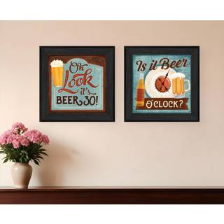 S?t med to ?l OClock sort indrammet printv?gskunst