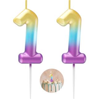Regnbue nummer 11 stearinlys tillykke med fødselsdagen 3D -nummer stearinlys til fødselsdagskage fest dekoration bryllupsdag fejring forsyninger