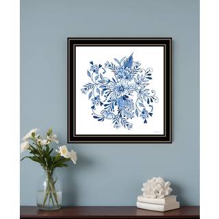 Blomsterkalligrafi skitser sort indrammet printv?gskunst