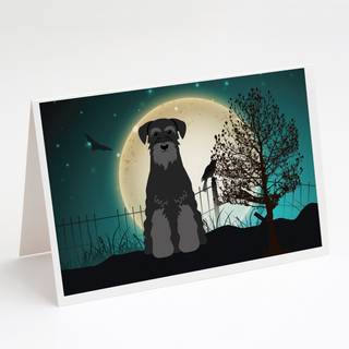 Halloween Scary Standard Schnauzer Black lykønskningskort og konvolutter Pack of 8