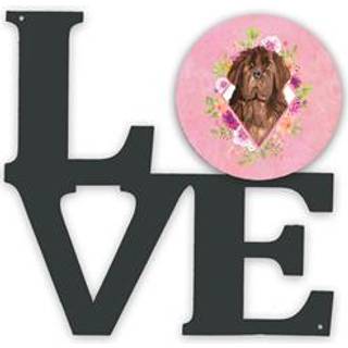 """" Caroline's Treasures Newfoundland Pink Flowers Metal Artwork Love Wall-Decor multicolor """"