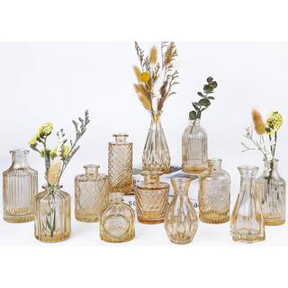 Upbud glas knopp vaser s?t af 12 mini blomstervaser til midtstykker sm? klare vaser i bulk til bryllupsdekorationer vintage vaser til bordrecepet