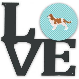 """" Caroline's Treasures Cavalier King Charles Spaniel Checkerboard Blue Metal Artwork Love Wall-Decor multicolor """"