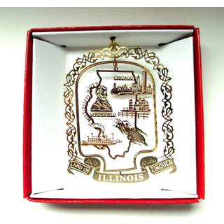 Illinois State Brass Christmas Ornament