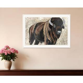 Boss bison kun hvid indrammet printv?gskunst