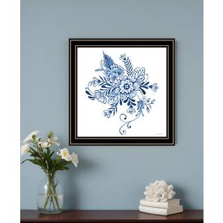 Blomsterkalligrafi skitser sort indrammet printv?gskunst