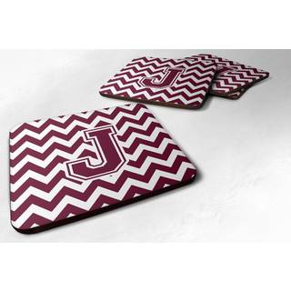"""" Caroline's Treasures CJ1051-JFC-brev J Chevron Maroon og White Foam Coaster (Sæt på 4) 3.5 """" ""Multicolor"" ""