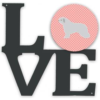"""" Caroline's Treasures Spanish Water Dog Checkerboard Pink Metal Artwork Love Wall-Decor multicolor """"