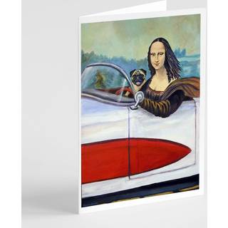 Fawn Pug og Mona Lisa lykønskningskort og konvolutter pakning af 8