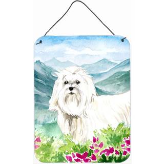 """" Caroline's Treasures Mountain Flowers Maltese Door Hanging Prints Wall-Decor Multicolor """"