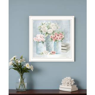 Pastel Peonies smitter hvid indrammet printv?gskunst