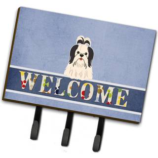 """" Carolines skatte Shih Tzu Black White Welcome Wall Hook Triple Multicolor """"